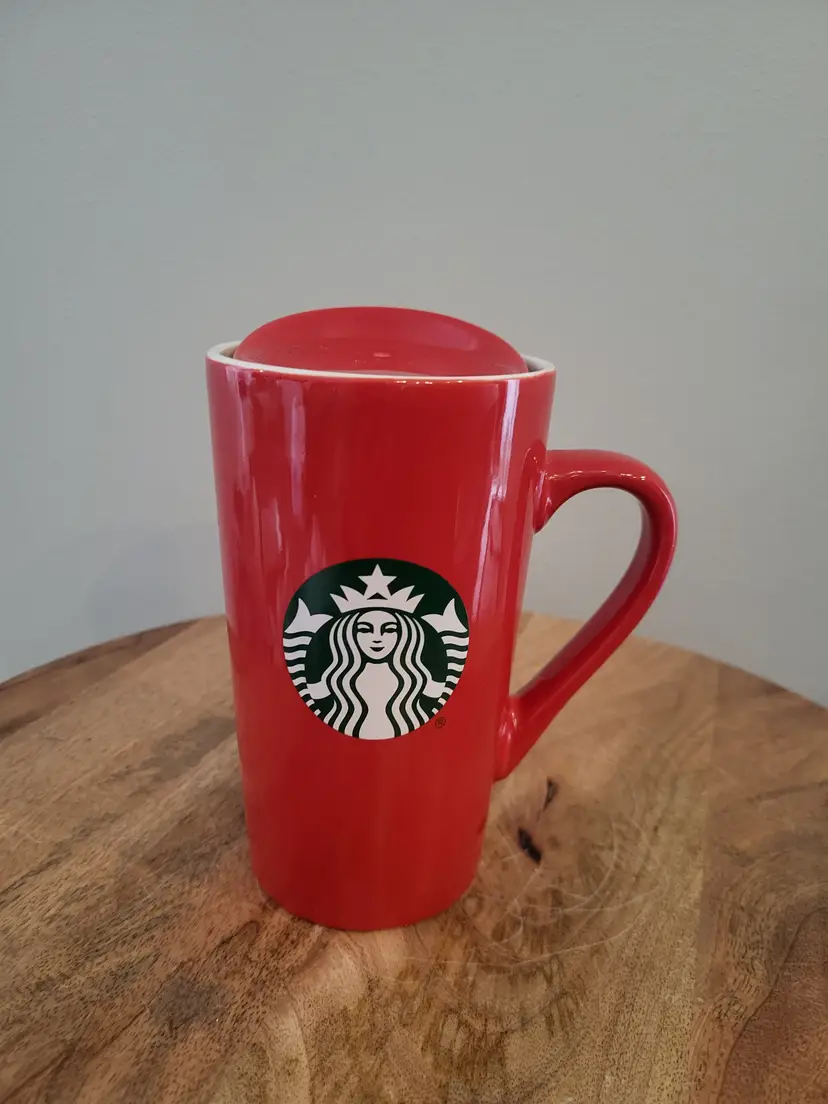 Starbucks 2020 Red Ceramic Coffee Mug Cup with Lid 14 oz