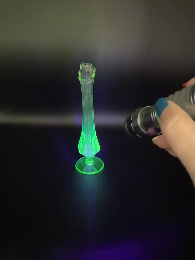 Uranium Swung Pedestal Vase 8 1/4” Tall