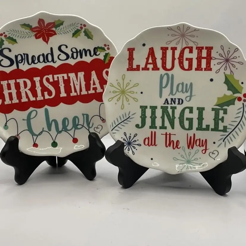 CHRISTMAS Precious Moments Dessert  Plates SET OF 4 Merry Christmas