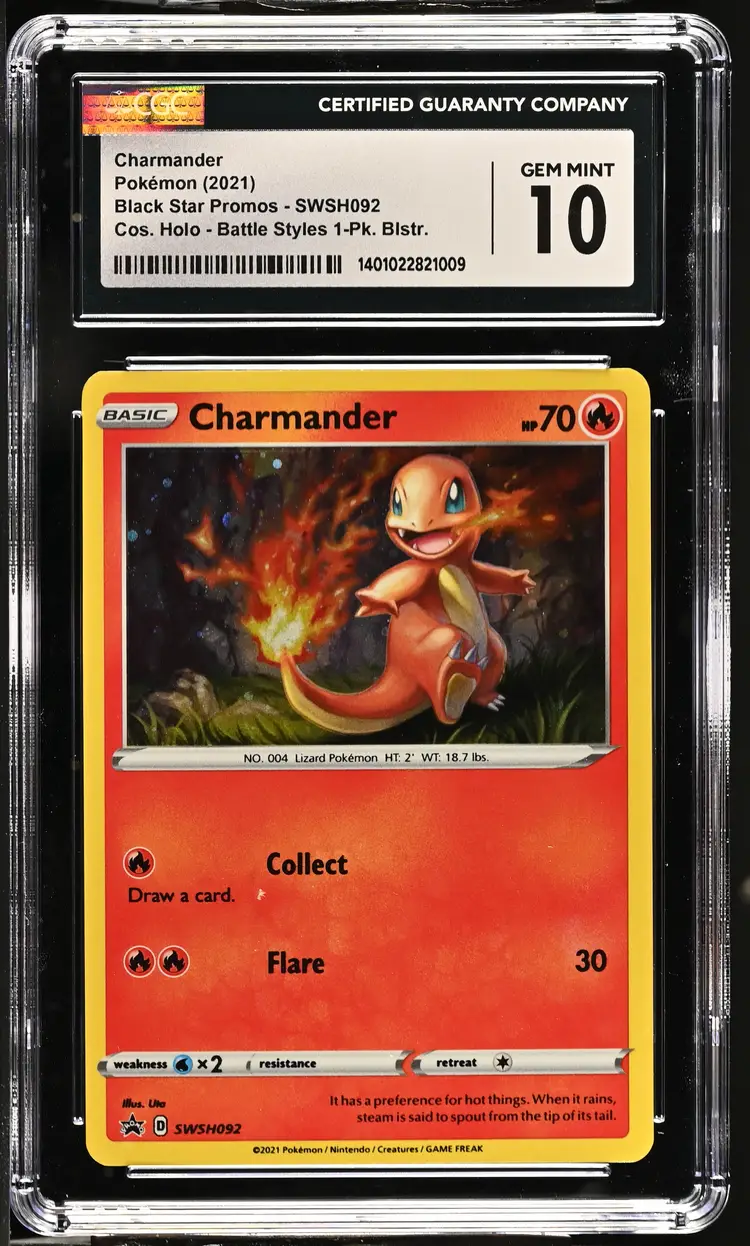 Charmander Black Star Promos - Sword & Shield Cosmos Holo (Cos. Holo) Promo CGC Gem Mint 10 Pokemon 2021 English