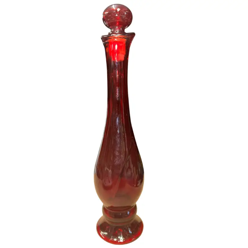 Vintage Avon Ruby Red Bud Vase W/Stopper