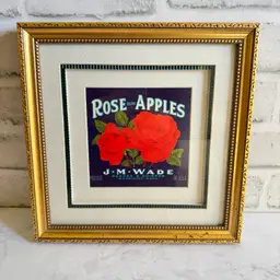 Framed Rose Brand Apples Crate Label Art Floral Roses 10x10