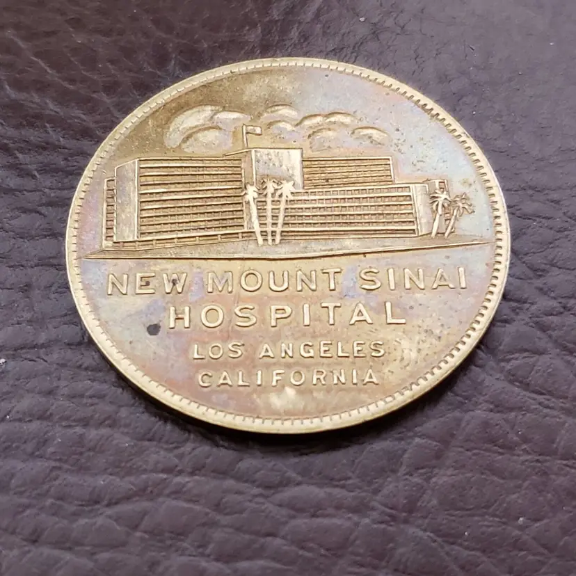 Good Luck Mount Sinai Hospital Coin Brass Los Angeles California Vintage