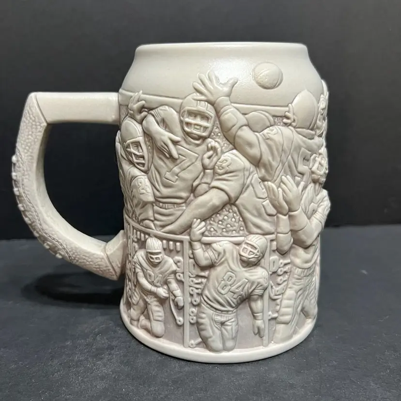 MARKDOWN! Large Great American Football Beer Mug ~5.5” x 4.25” diameter (6.5” w/ handle)