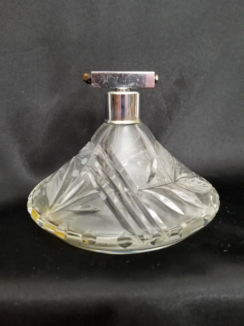 #163 Vintage Cut Heavy Crystal Bohemian Glass Atomizer