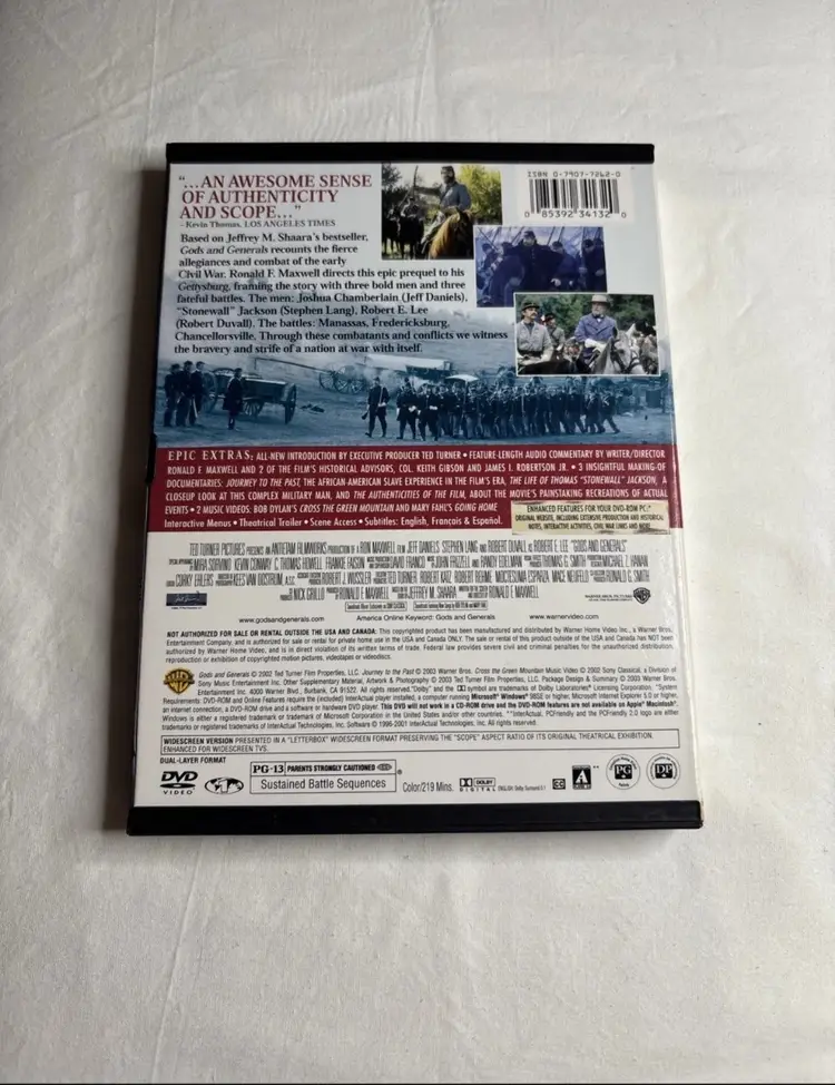 Gods and Generals DVD 2003 Civil War Drama Movie Columbia Pictures