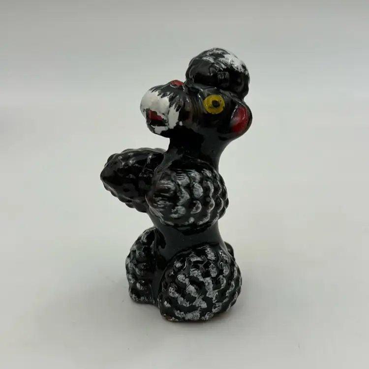 13. Vintage Ceramic Black Poodle Baking Figurine Made In Japan Very Cute Poodle Baking With Wide Eyes Excellent Condition