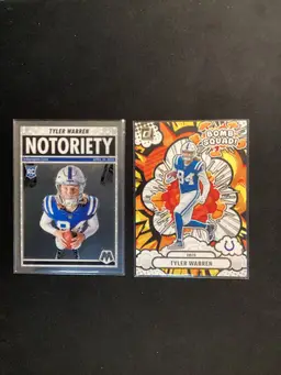 Tyler Warren Donruss Bomb Squad And Mosaic Notoriety Rookie Cards