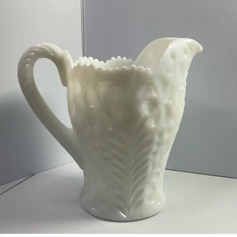 Smith Tiger Lily Milk Glass Pitcher