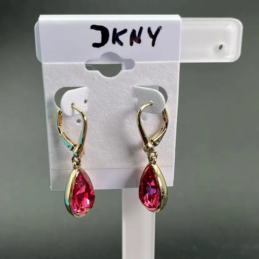 DKNY Deep Pink Earrings, Leverback, Dangle 1 1/2” Long