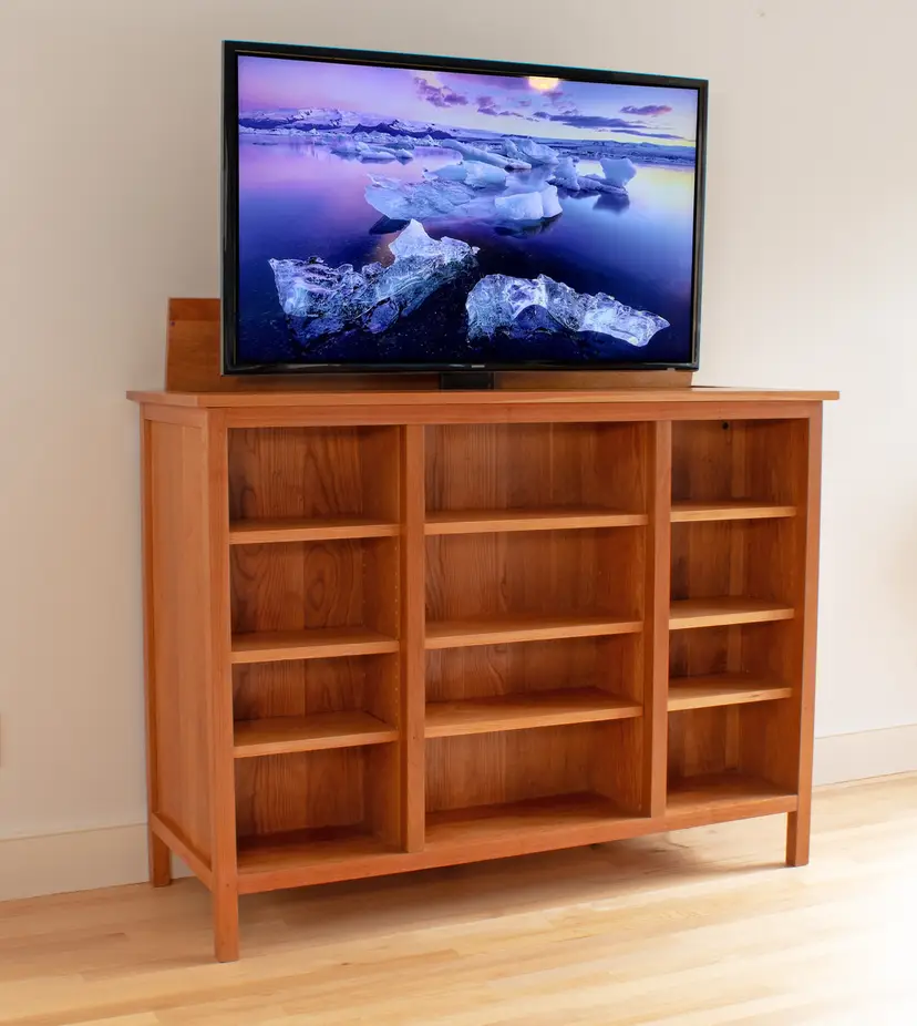 FLAT SCREEN TV CABINET WITH LIFT MECHANISM & HIDDEN HINGED LID