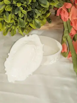 Antique Victorian Milk Glass Trinket Box