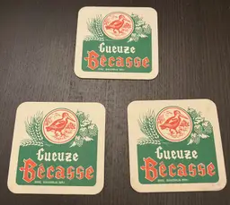 Vintage Gueuze Becasse beer Coasters Belgium Lot of 3