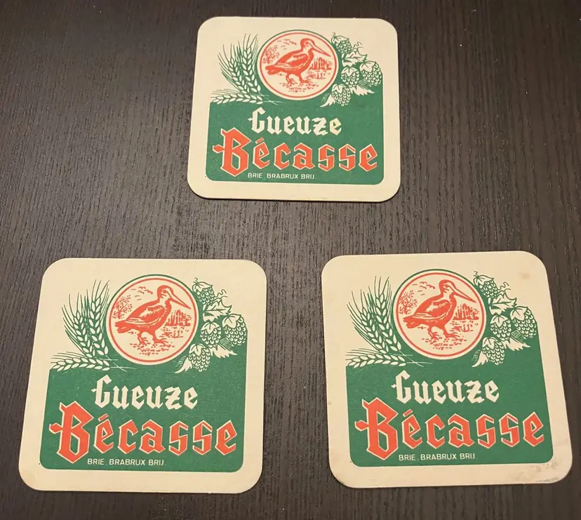 Vintage Gueuze Becasse beer Coasters Belgium Lot of 3