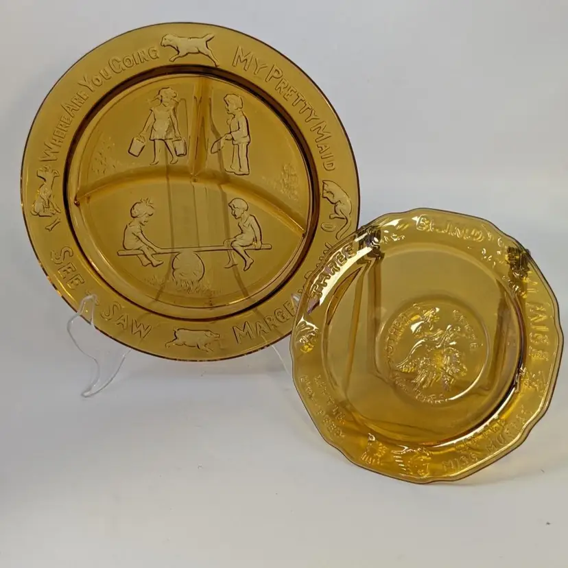 Vintage Tiara Mother Goose Plate and Bowl Nursery Rhyme Set