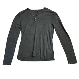 Vince Dark Grey Long Sleeve Henley Shirt Cotton Cashmere Size Large Base Layer