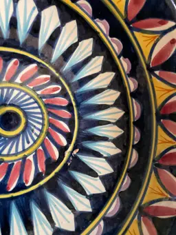 Blue/Pink/Yellow Handpainted Ceramic Bowl (Italy)