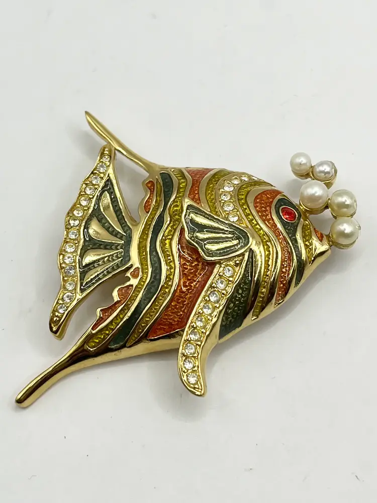 Vintage Bob Mackie Enamel Fish Brooch Pin