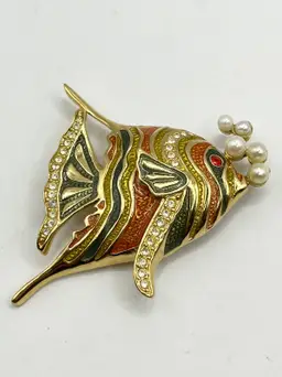 Vintage Bob Mackie Enamel Fish Brooch Pin