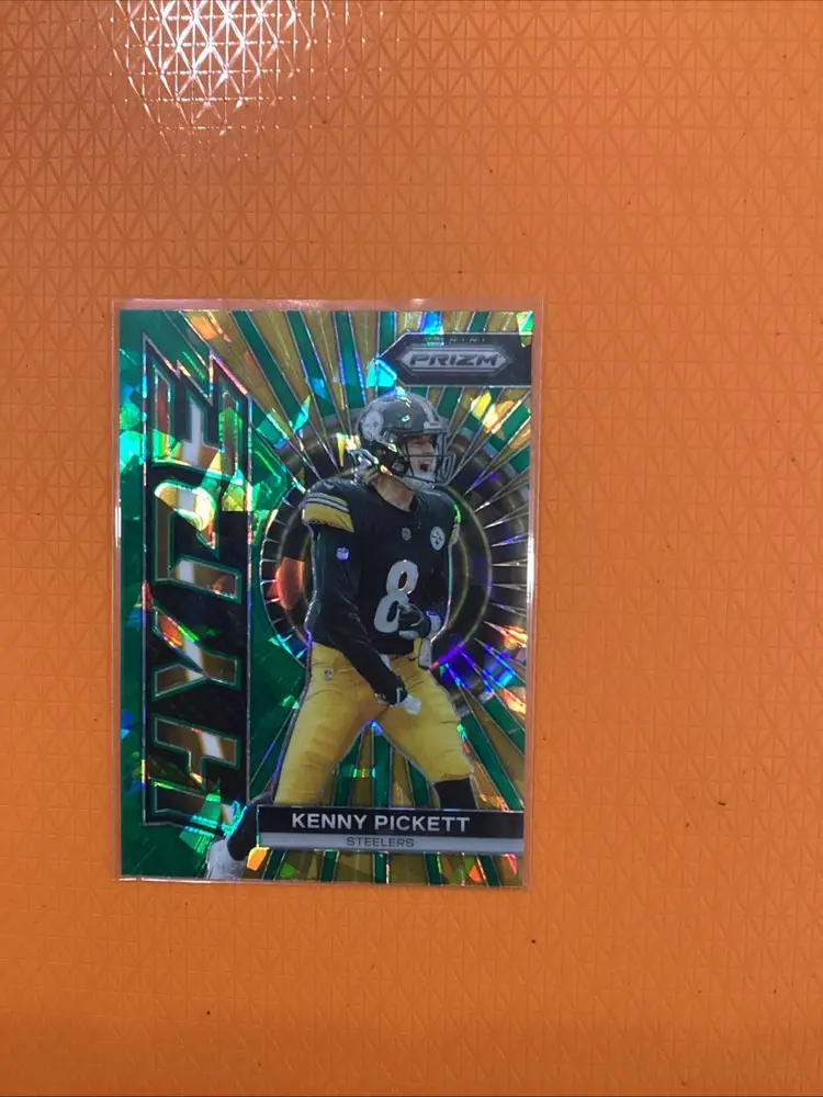 Prizm Football 2023 Kenny Pickett Hype Green Cracked Ice SP H-5