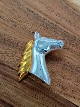 Napier Gold and Silver Tone Horse Stallion Head Brooch Pin.