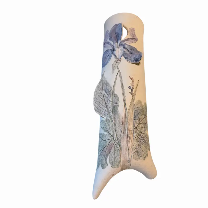 Vintage BURK’ART Floral Collection Signed Pottery Hanging Wall Pocket 13” Tall