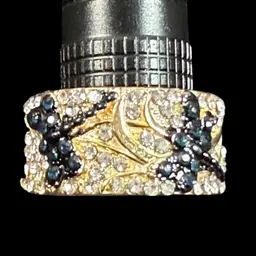 Rhinestone Gold Tone Size 8 Dragonfly Ring