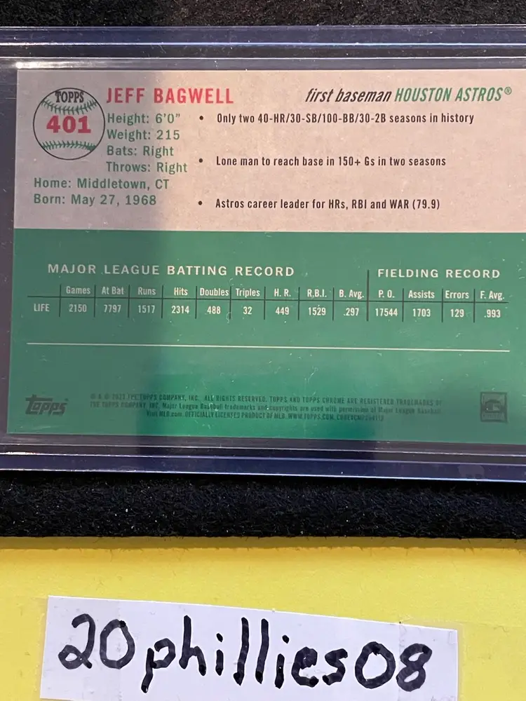 Jeff Bagwell Houston Astros 2023 Topps Chrome Platinum Anniversary Red Refractor 4/5