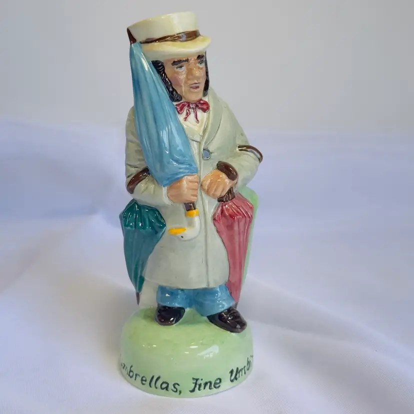 #1231 Franklin Mint, 1980, Toothpicks Holder Y Jug, “ Cries Of London” “umbrellas, Fine Umbrellas” England Signed