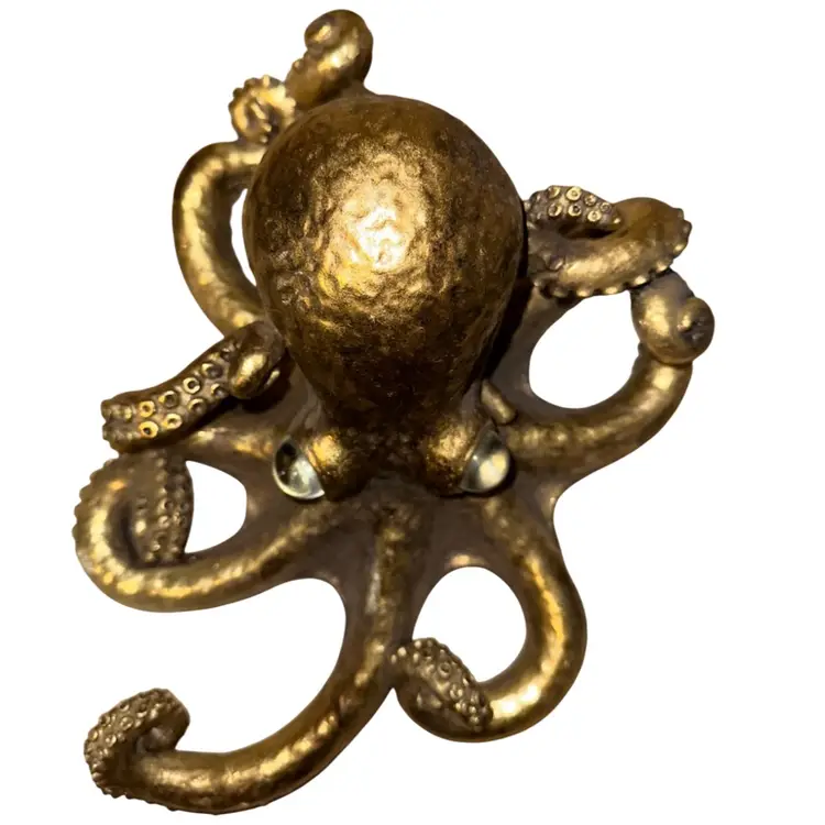 Gold Octopus Kraken Marble Glass Eyes Nautical Steampunk Large
