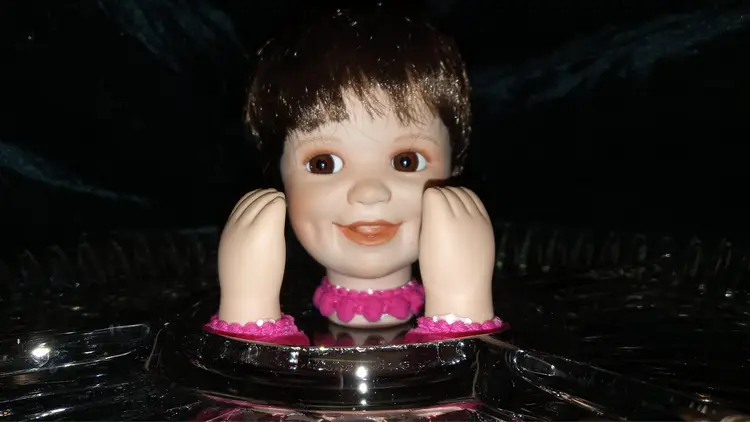 #13 Chris Loves Candy Doll Head Glass Candy Dish Snack Dish Trinket Tray