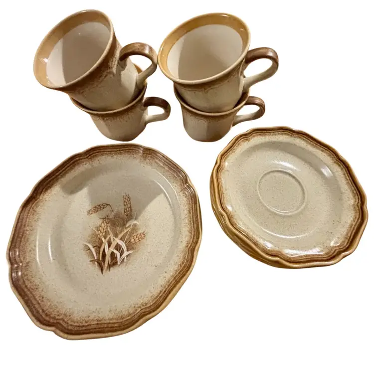 Mikasa Stoneware 9 Piece Set Whole Wheat Pattern