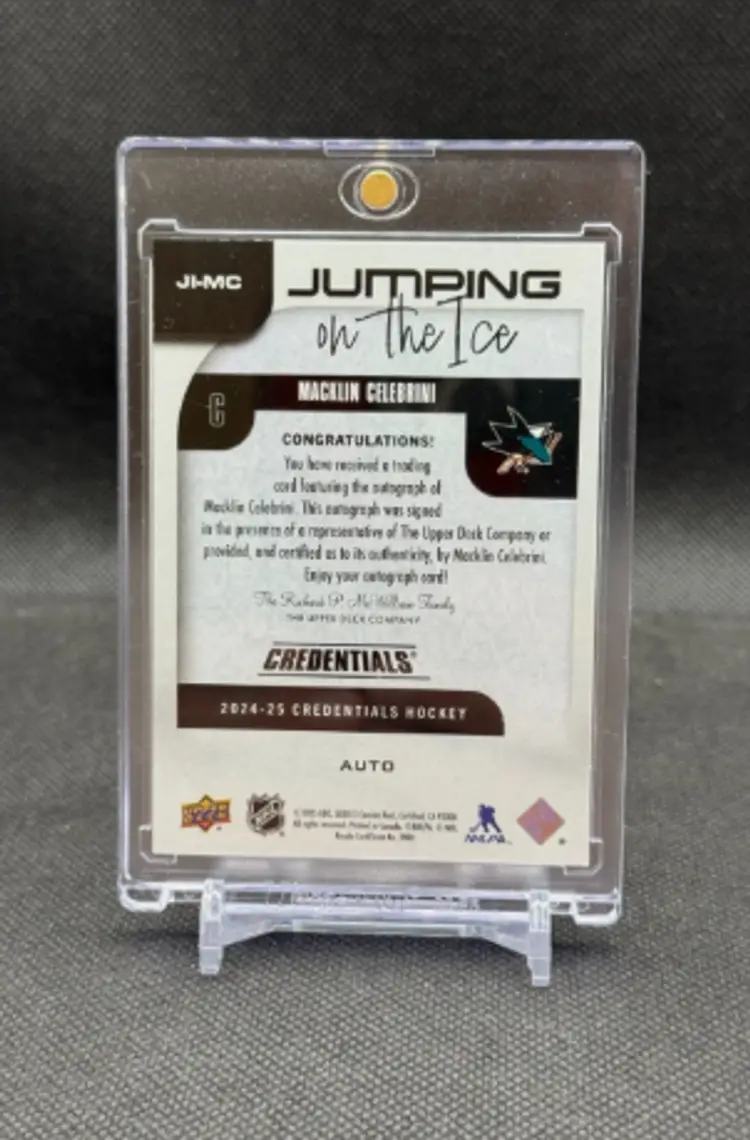 Macklin Celebrini 2024-25 Upper Deck Credentials Jumping on the Ice Autograph SP