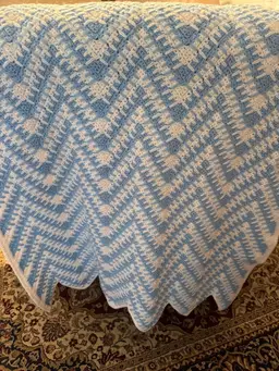 Blue And White Chevron Pattern Afghan