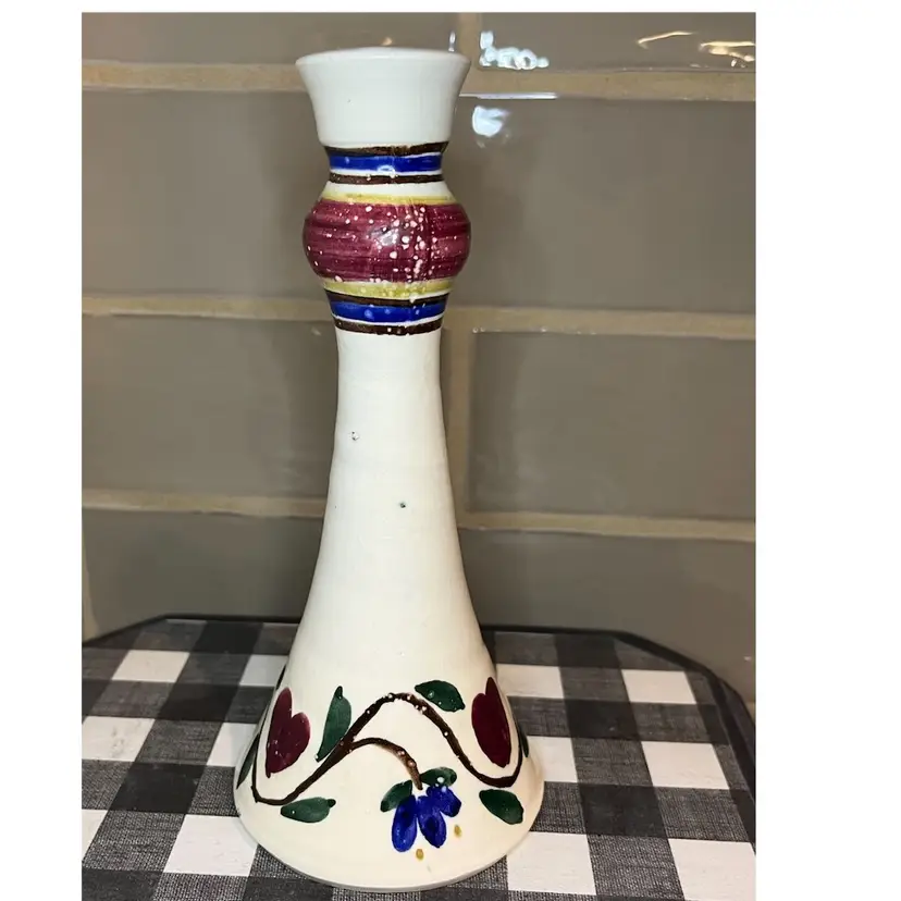 Vintage Dover Pottery Vase Hearts & Vines ~ 1987 Seagrove NC ~Signed