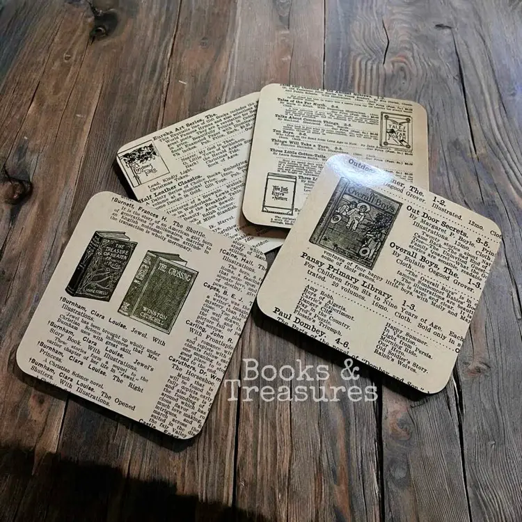 Book Catalog Coasters Bookish Gift for Book Lovers Handmade