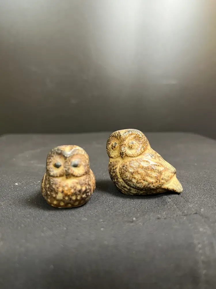 Pair of Miniature Pottery Owls