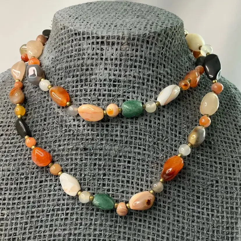 Vintage Stone Bead Necklace 34"