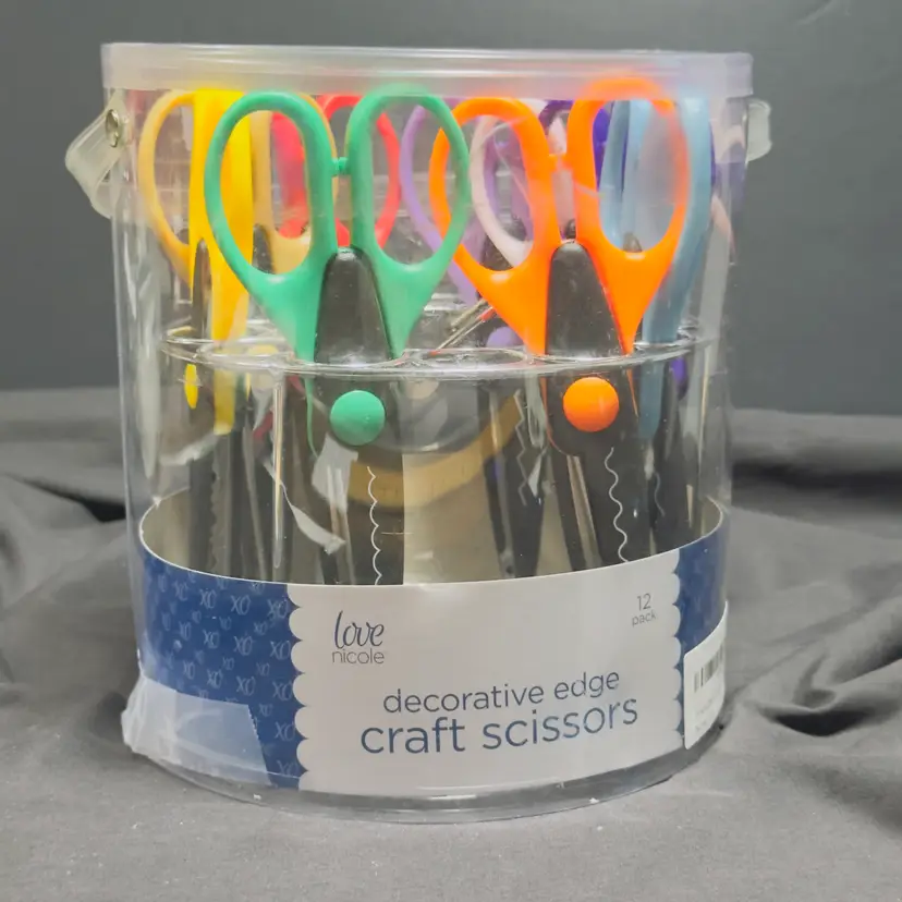 #1271 Scrapbooking Scissors, Lot of 9, Love Nicole 6" Paper Edgers Decorative with stand