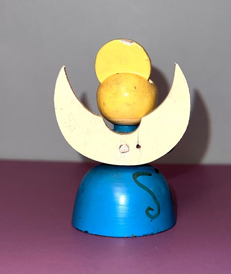 Vintage Kitschy Metal And Wood Christmas Angel Bell 3”