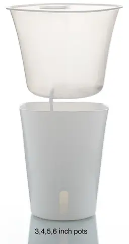 Self watering pots with clear inner pot