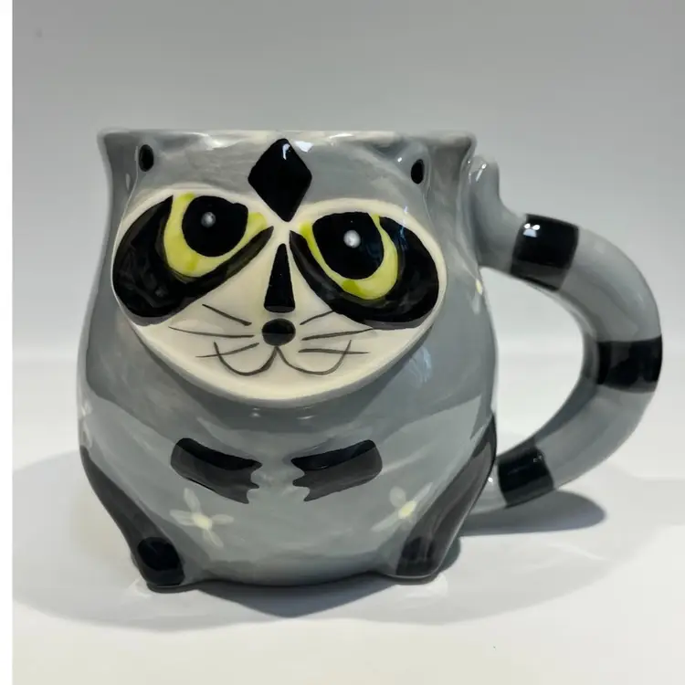 Boston Warehouse - Dimensional Raccoon Mug- the Mascot of Niknax! 4” High, 6” Wide- 16 Ounce