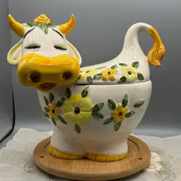 #01 RARE Vintage 1970s Lefton "Bossie the Cow" Large Cookie Jar – Exclusive MEXICO Label – Retro Kitsch