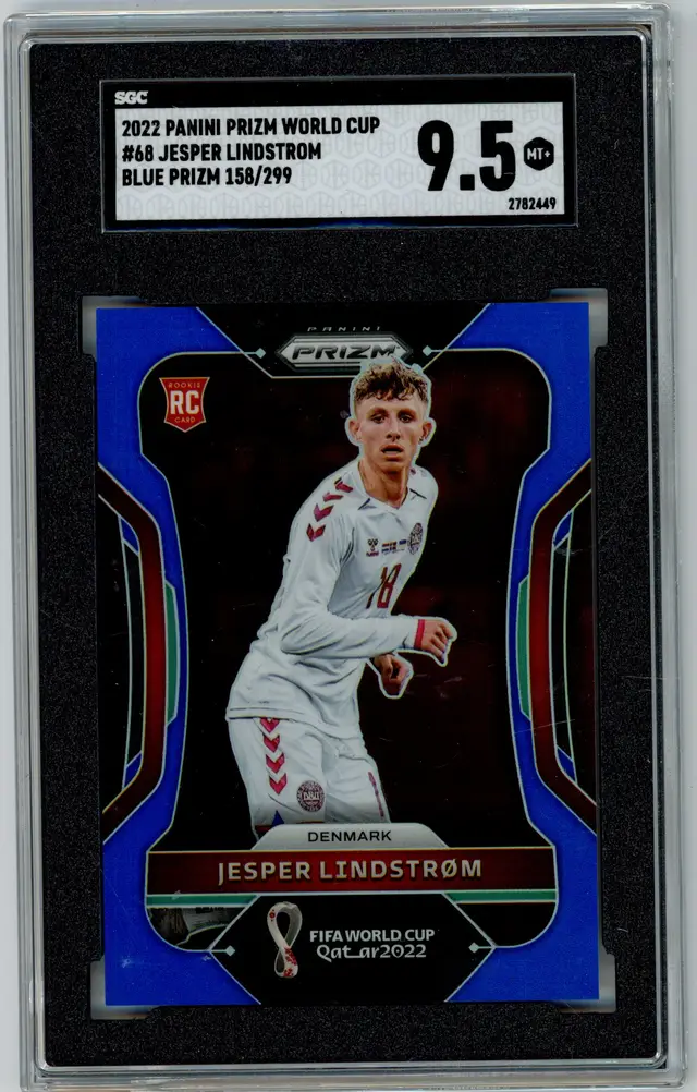 2022 Panini Prizm World Cup JESPER LINDSTROM RC Rookie /299 Blue Prizm SP #68 DENMARK SGC 9.5 MT+