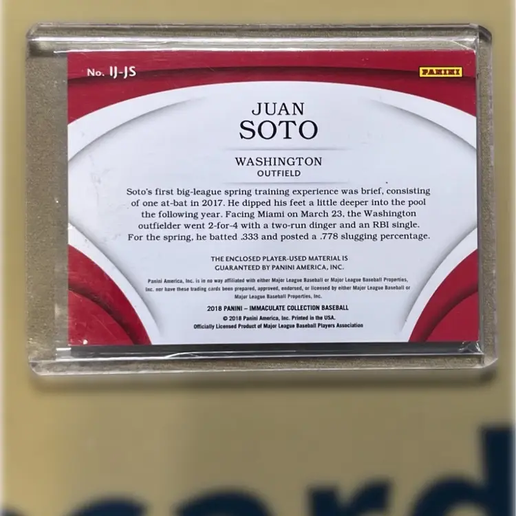 Juan Soto 2018 Immaculate Nameplate Rookie 02/10 New York Yankees