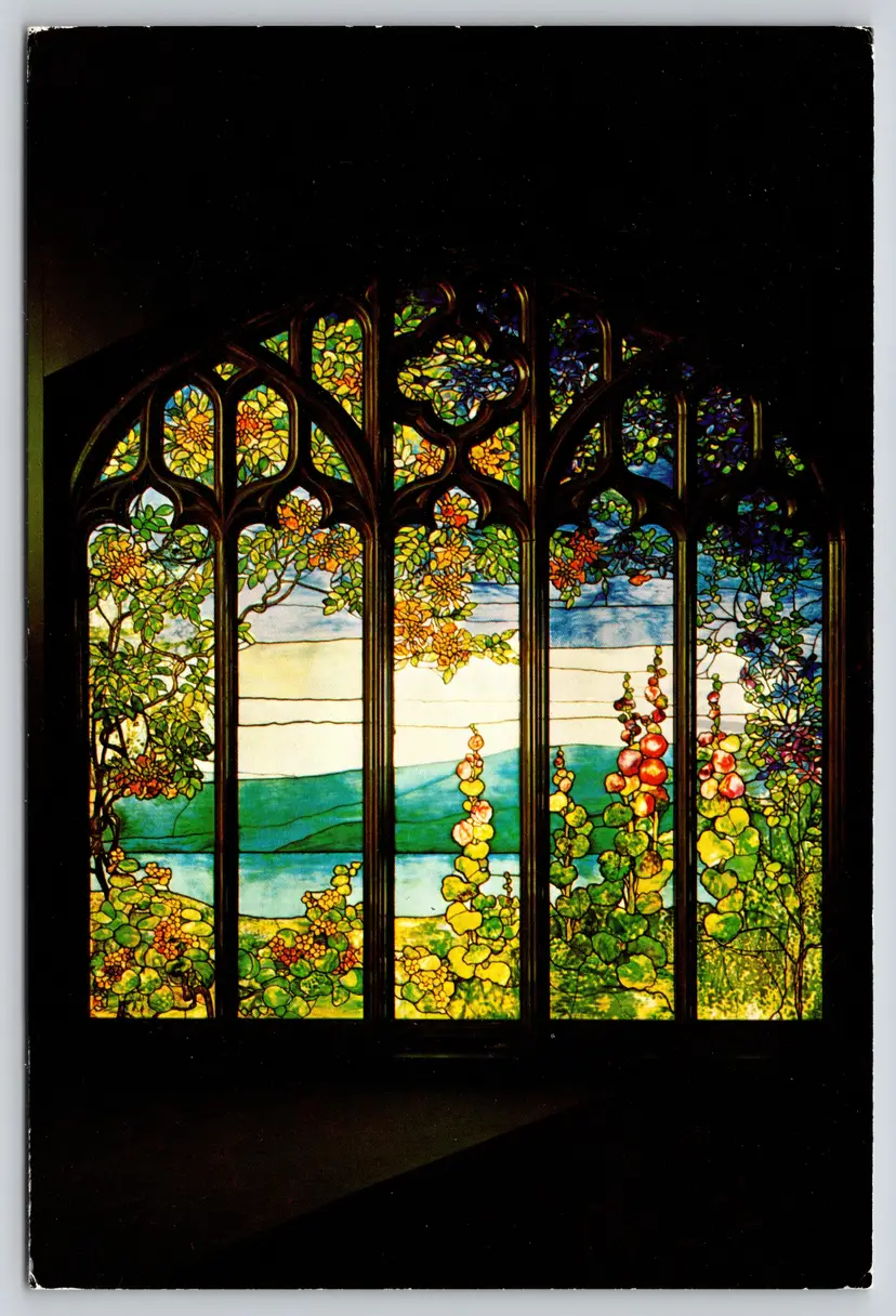 Postcard Leaded Glass Window, Louis Comfort Tiffany, Tiffany Studios Long Island New York - Corning Museum of Glass - 14111