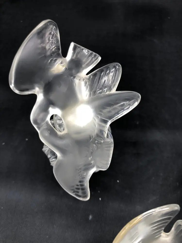 Lalique glass set of 3 bird perfume bottles