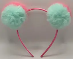 Pom Pom Fluffy Pink Mint Headband, Halloween Costume Accessory, Unbranded, Made in China