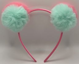 Pom Pom Fluffy Pink Mint Headband, Halloween Costume Accessory, Unbranded, Made in China