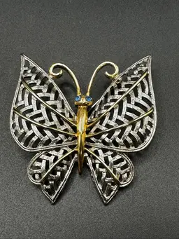 A057 - Avon Silver-tone & Gold-tone Butterfly Brooch